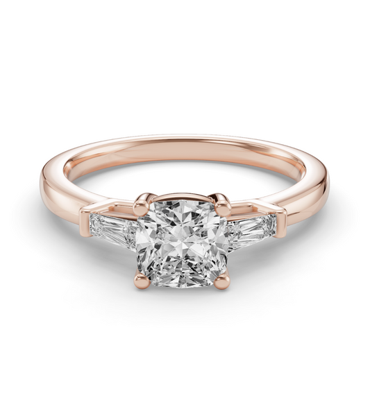 CUSHION BAGUETTE THREE STONE RING