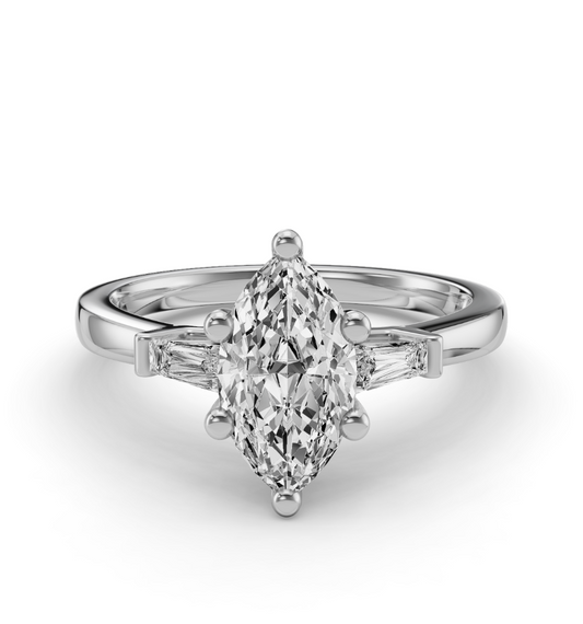 MARQUISE BAGUETTE THREE STONE RING