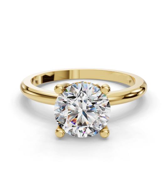 Round Cut Solitaire with Hidden halo Lab Grown Diamond Engagement Ring| D VS1