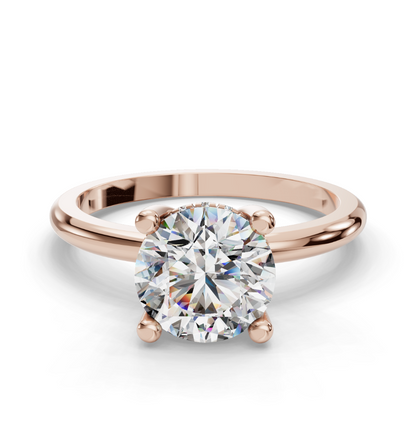 Round Cut Solitaire with Hidden halo Lab Grown Diamond Engagement Ring| D VS1