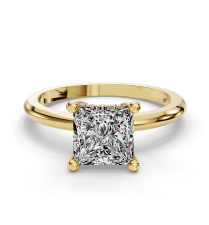 Princess Cut Solitaire with Hidden halo Lab Grown Diamond Engagement Ring| D VS1