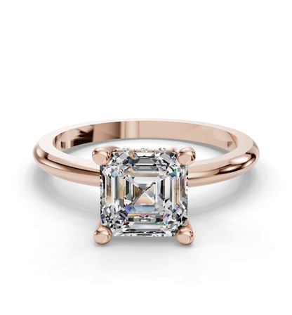 Asscher Cut Solitaire with Hidden halo Lab Grown Diamond Engagement Ring| D VS1