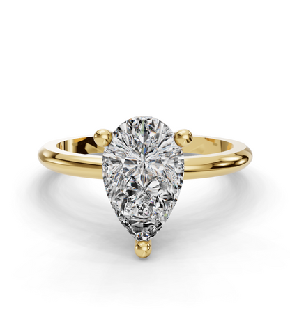 Pear Cut Solitaire with Hidden halo Lab Grown Diamond Engagement Ring| D VS1