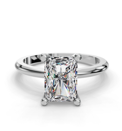 Radiant  Cut Solitaire with Hidden halo Lab Grown Diamond Engagement Ring| D VS1