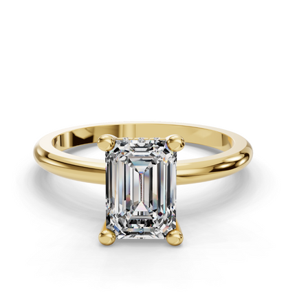 Emerald Cut Solitaire with Hidden halo Lab Grown Diamond Engagement Ring| D VS1
