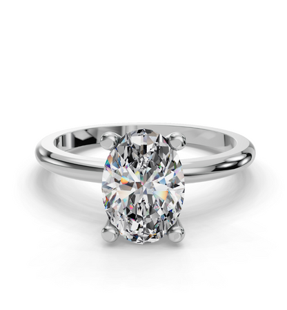 Oval Cut Solitaire with Hidden halo Lab Grown Diamond Engagement Ring| D VS1