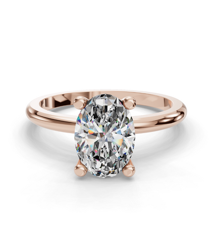 Oval Cut Solitaire with Hidden halo Lab Grown Diamond Engagement Ring| D VS1