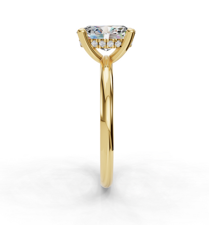 Oval Cut Solitaire with Hidden halo Lab Grown Diamond Engagement Ring| D VS1