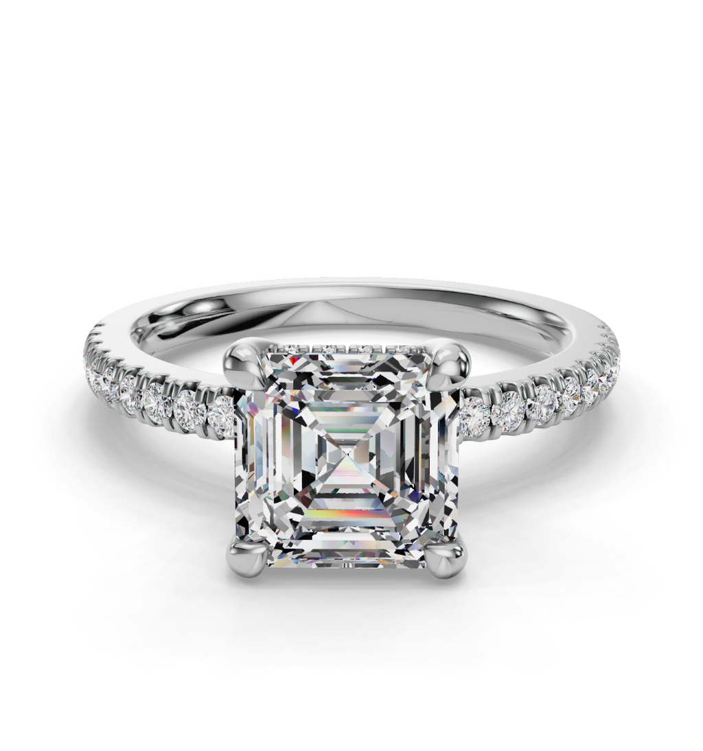 ASSCHER PAVE WITH HIDDEN HALO RING