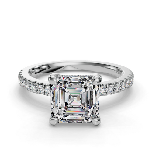 ASSCHER PAVE WITH HIDDEN HALO RING