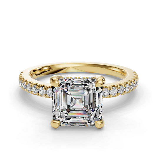 ASSCHER PAVE WITH HIDDEN HALO RING