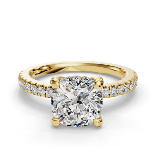 CUSHION PAVE WITH HIDDEN HALO RING