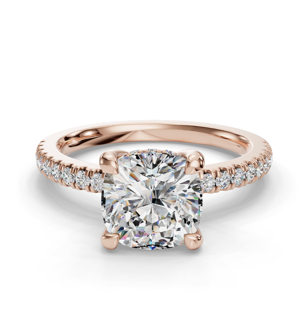 CUSHION PAVE WITH HIDDEN HALO RING