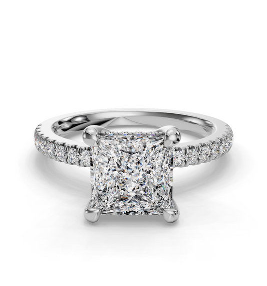 PRINCESS PAVE WITH HIDDEN HALO RING