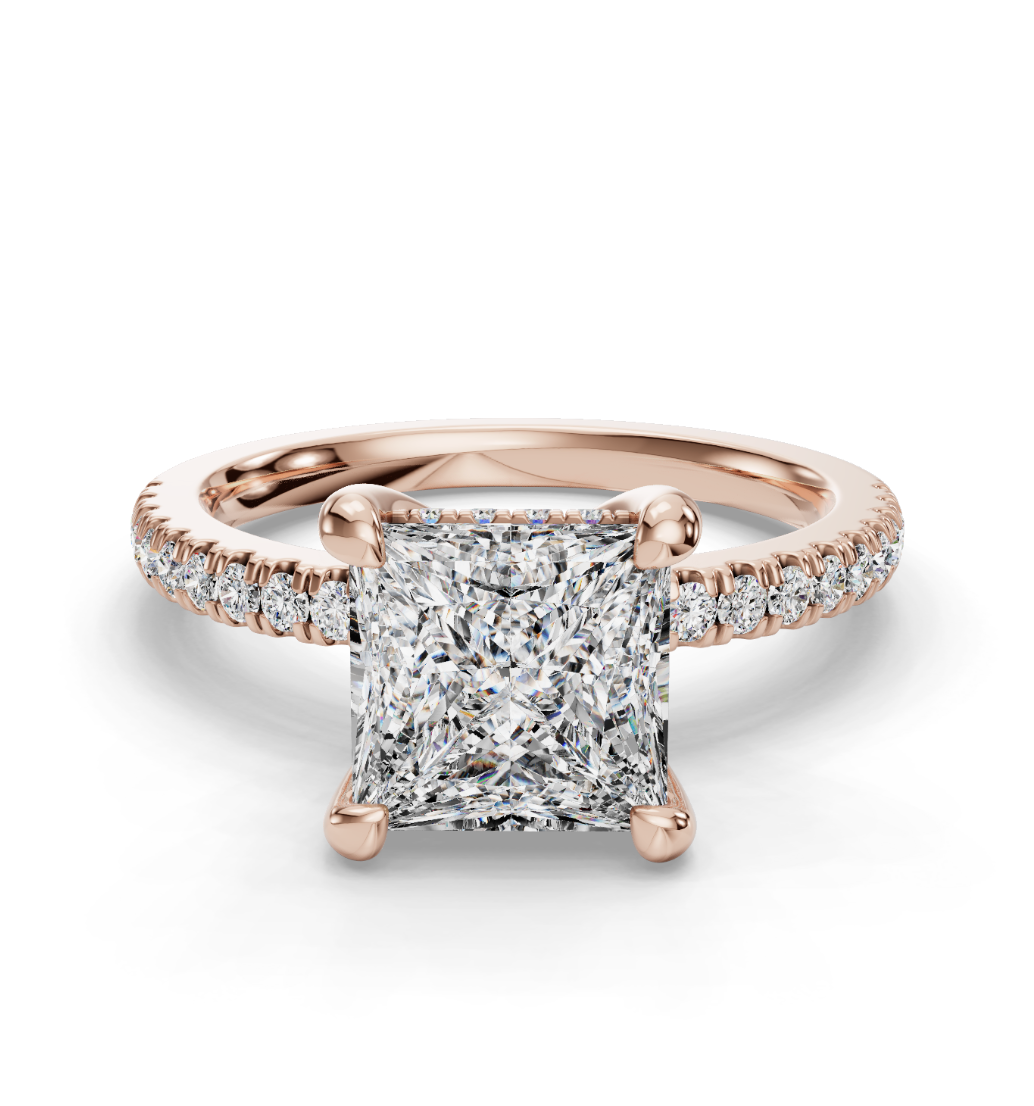PRINCESS PAVE WITH HIDDEN HALO RING