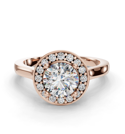 Round Cut Halo Lab Grown Diamond Engagement Ring| D VS1