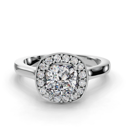Cushion Cut Halo Lab Grown Diamond Engagement Ring| D VS1
