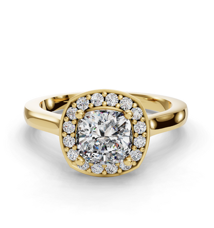 Cushion Cut Halo Lab Grown Diamond Engagement Ring| D VS1