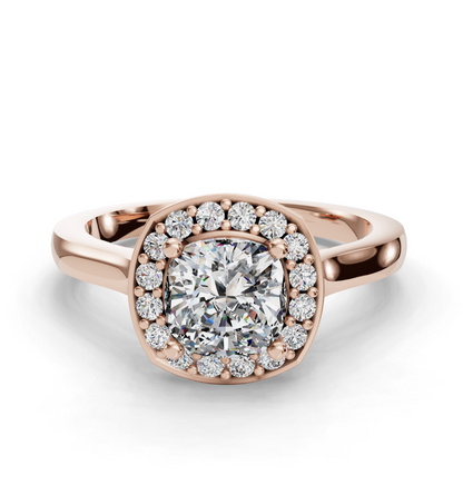 Cushion Cut Halo Lab Grown Diamond Engagement Ring| D VS1