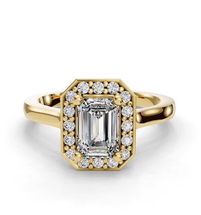 Emerald Cut Halo Lab Grown Diamond Engagement Ring| D VS1