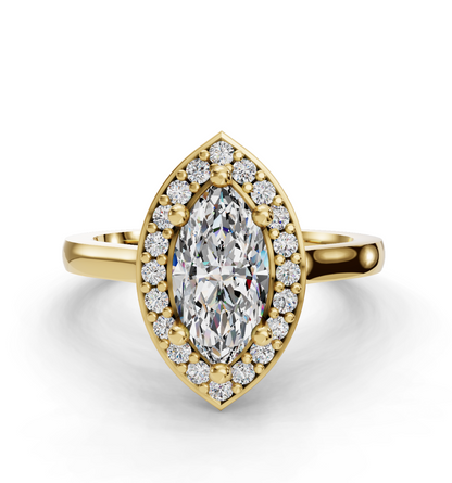 Marquise Cut Halo Lab Grown Diamond Engagement Ring| D VS1