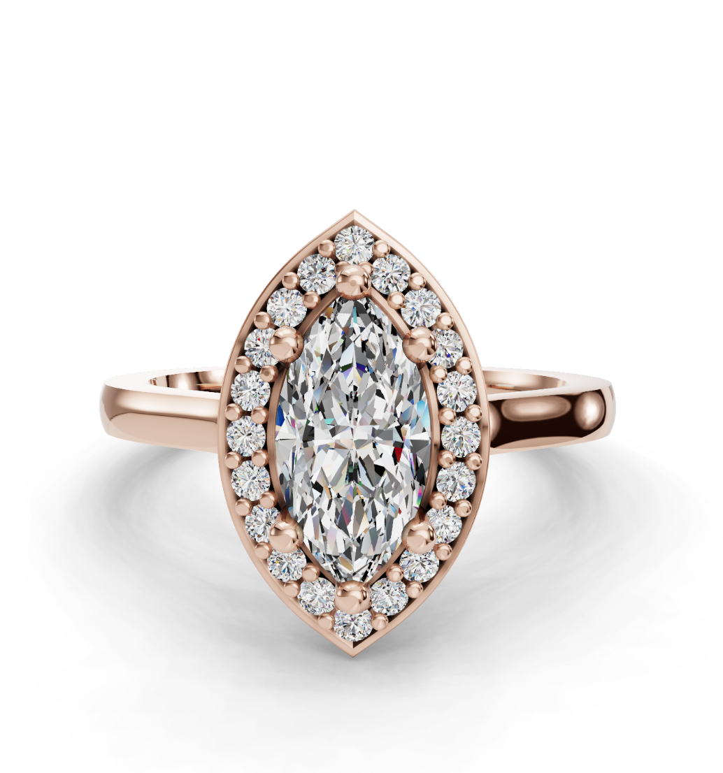 Marquise Cut Halo Lab Grown Diamond Engagement Ring| D VS1