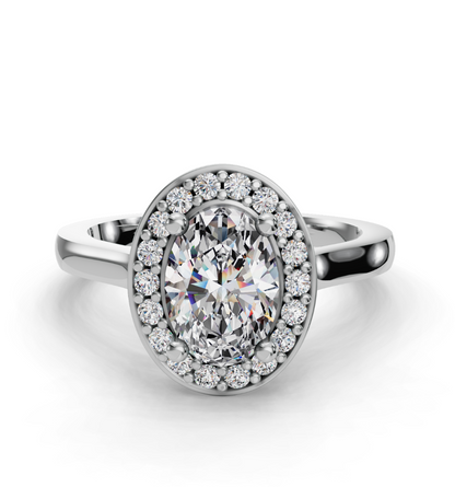 Oval Cut Halo Lab Grown Diamond Engagement Ring| D VS1