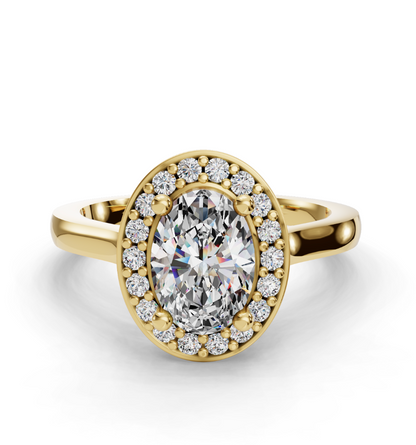 Oval Cut Halo Lab Grown Diamond Engagement Ring| D VS1
