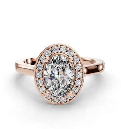 Oval Cut Halo Lab Grown Diamond Engagement Ring| D VS1
