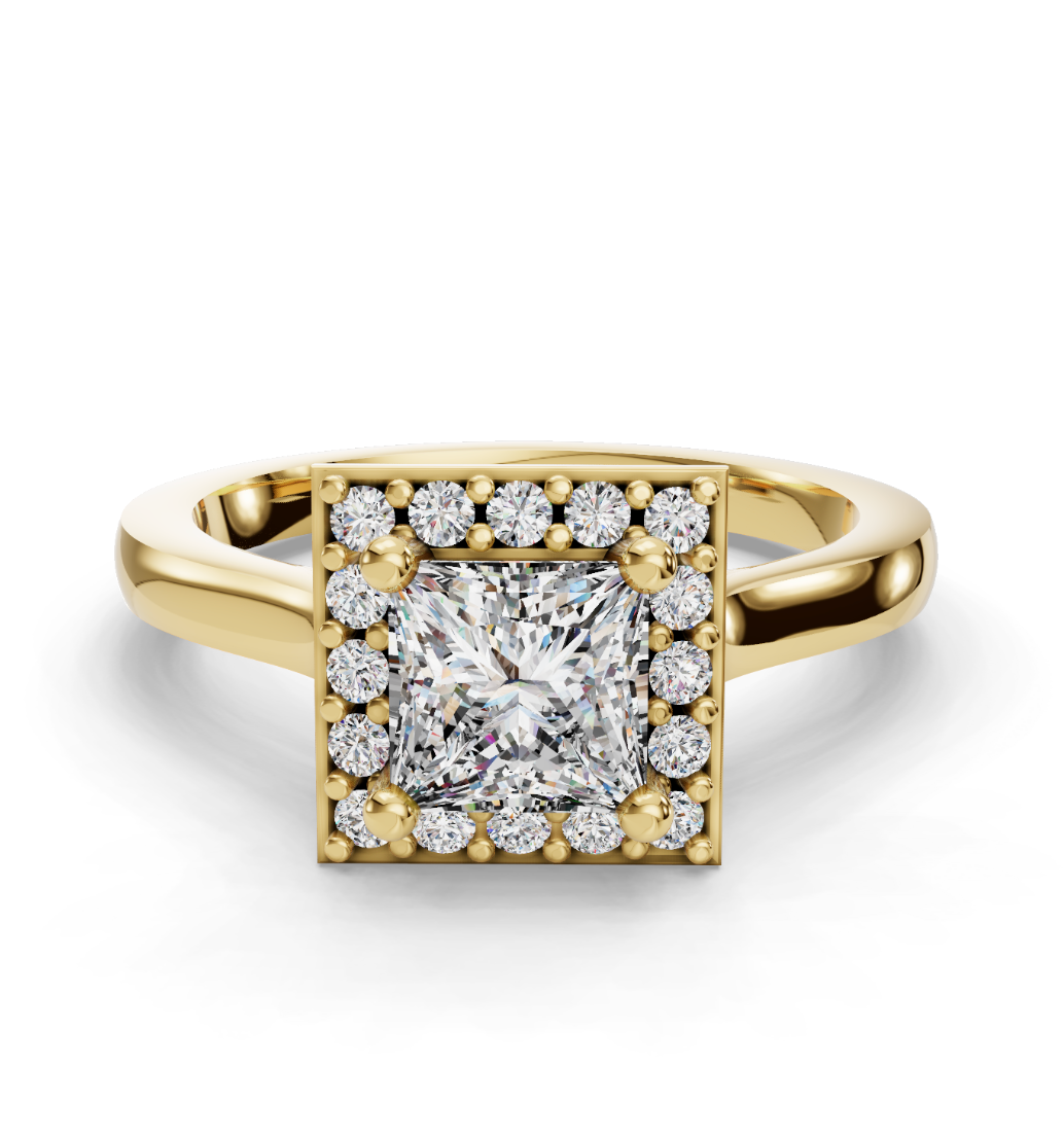Princess Cut Halo Lab Grown Diamond Engagement Ring| D VS1