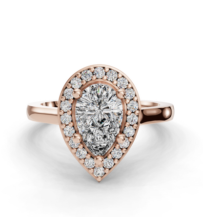Pear Cut Halo Lab Grown Diamond Engagement Ring| D VS1
