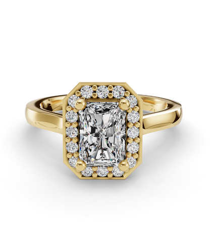 Radiant  Cut Halo Lab Grown Diamond Engagement Ring| D VS1