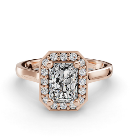 Radiant  Cut Halo Lab Grown Diamond Engagement Ring| D VS1