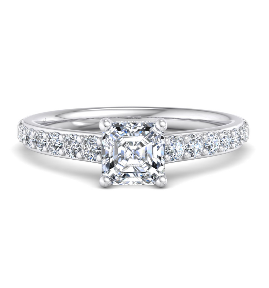 ASSCHER PAVE WITH HIDDEN HALO RING