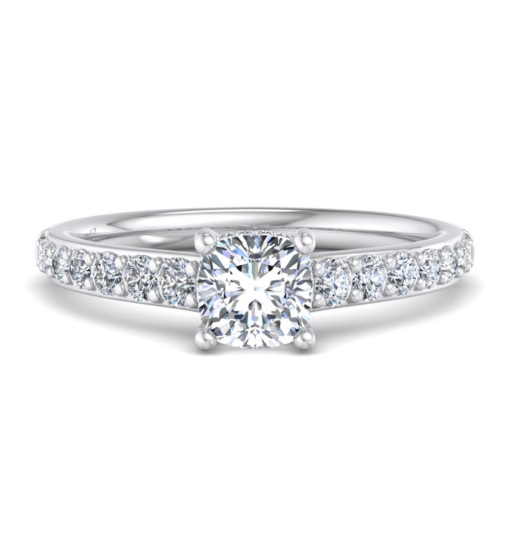 CUSHION PAVE WITH HIDDEN HALO RING