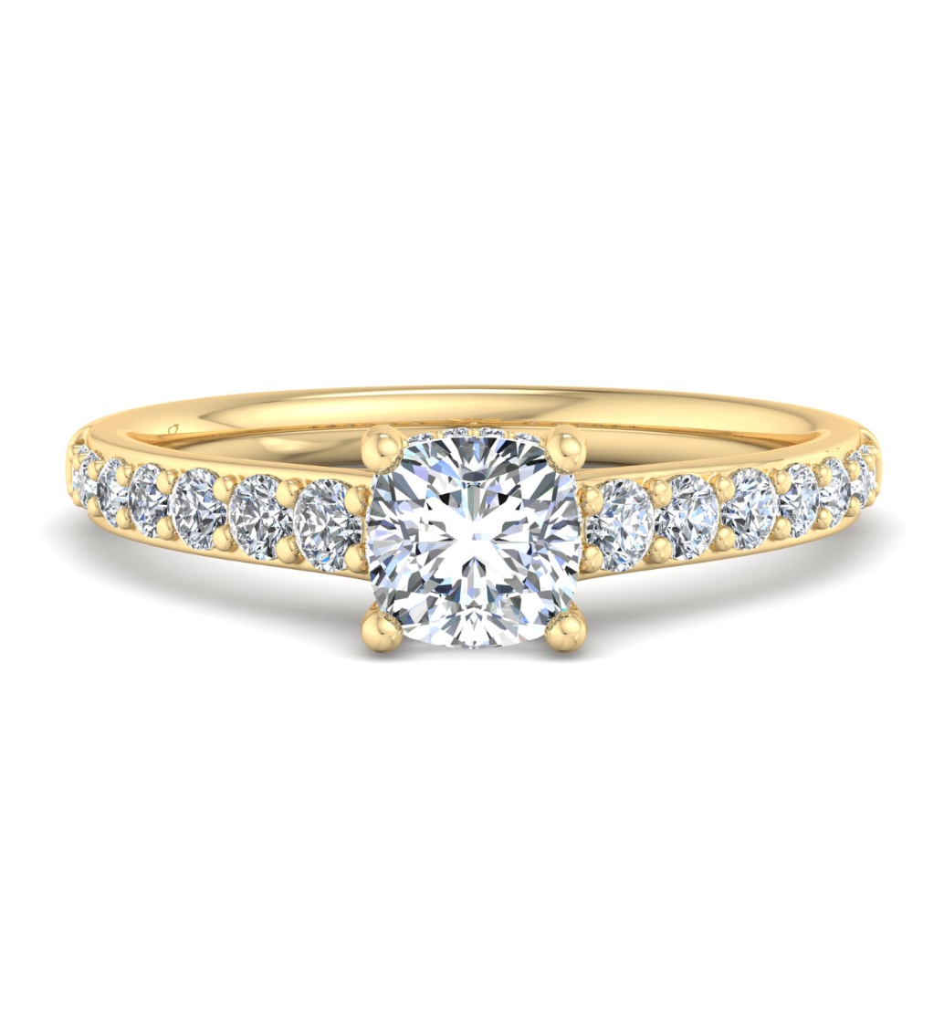 CUSHION PAVE WITH HIDDEN HALO RING