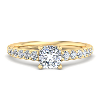 CUSHION PAVE WITH HIDDEN HALO RING