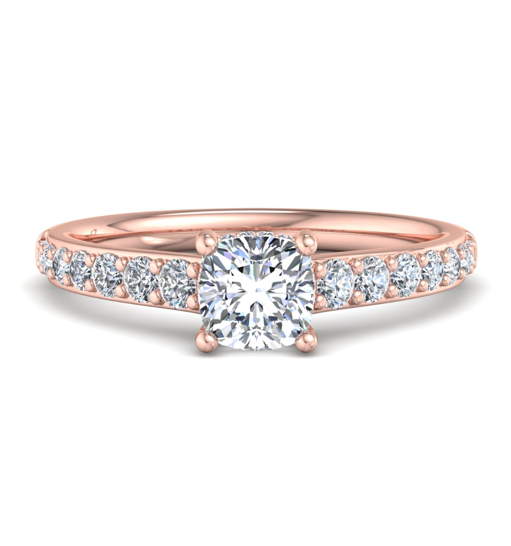 CUSHION PAVE WITH HIDDEN HALO RING