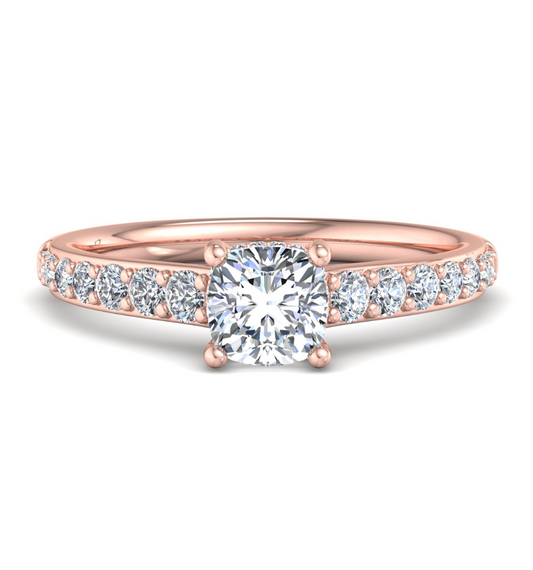 CUSHION PAVE WITH HIDDEN HALO RING