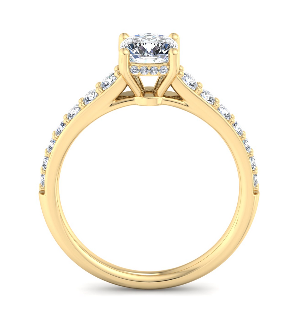 CUSHION PAVE WITH HIDDEN HALO RING