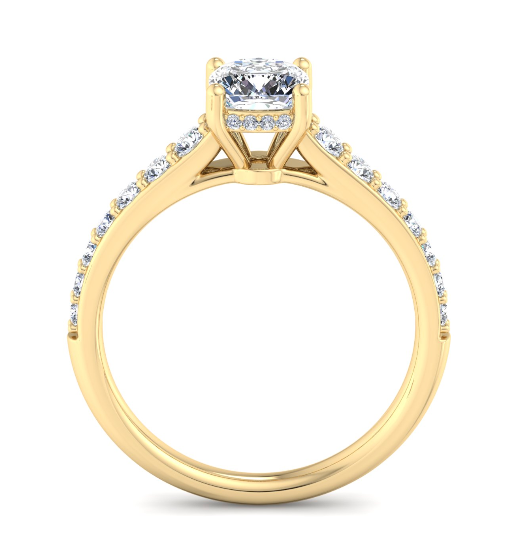 CUSHION PAVE WITH HIDDEN HALO RING