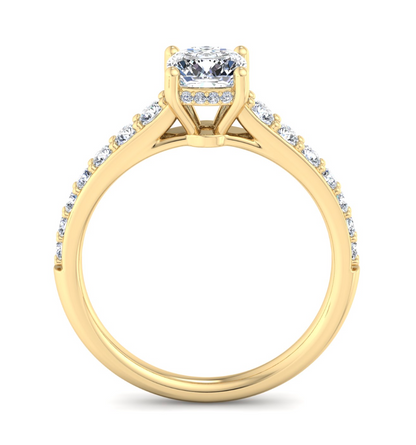 CUSHION PAVE WITH HIDDEN HALO RING