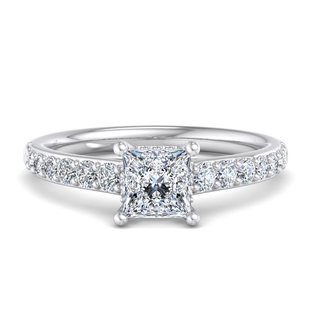 PRINCESS PAVE WITH HIDDEN HALO RING
