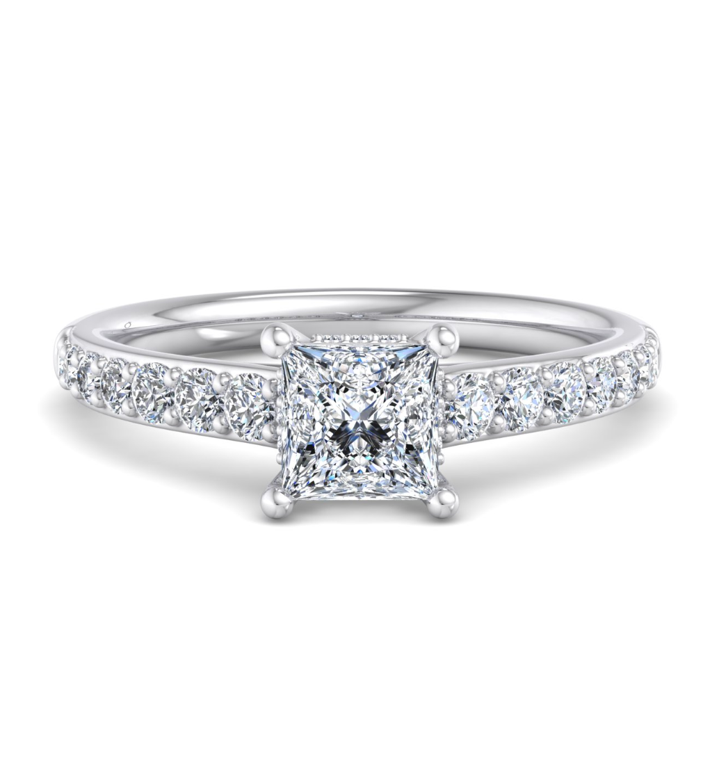 PRINCESS PAVE WITH HIDDEN HALO RING
