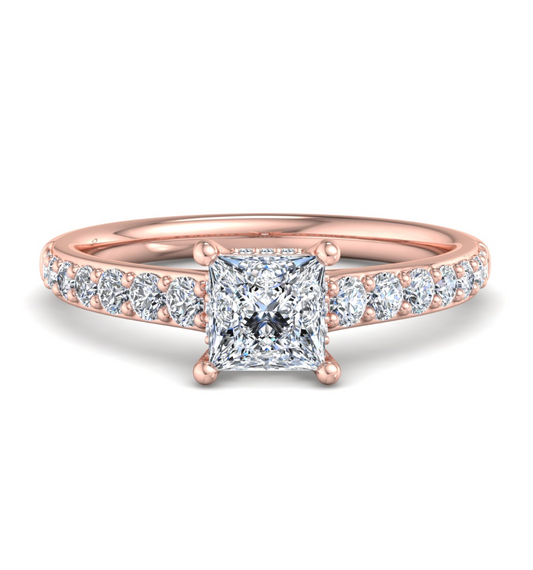 PRINCESS PAVE WITH HIDDEN HALO RING
