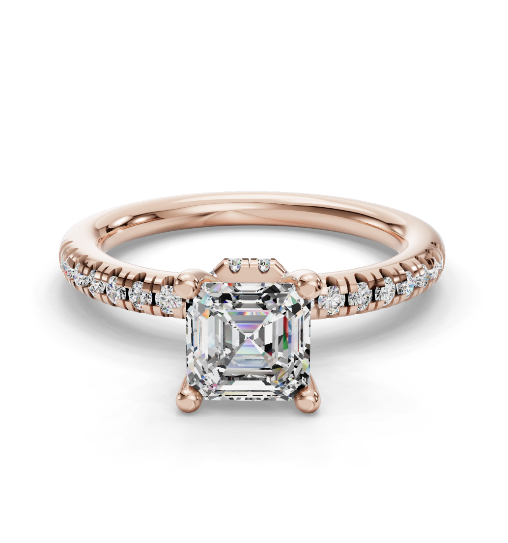 ASSCHER ACCENTED PAVE HIDDEN HALO RING