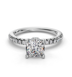 CUSHION ACCENTED PAVE HIDDEN HALO RING