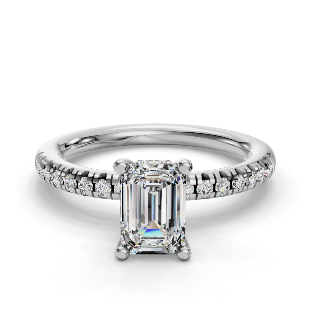 EMERALD ACCENTED PAVE HIDDEN HALO RING