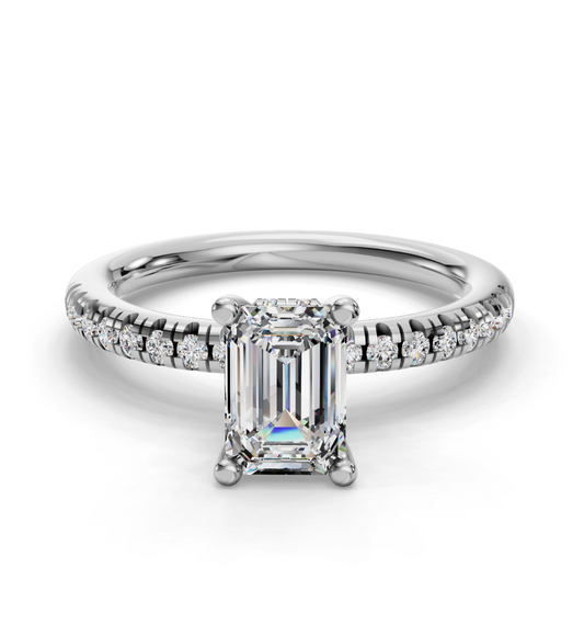 EMERALD ACCENTED PAVE HIDDEN HALO RING