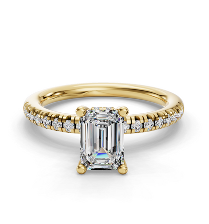 EMERALD ACCENTED PAVE HIDDEN HALO RING